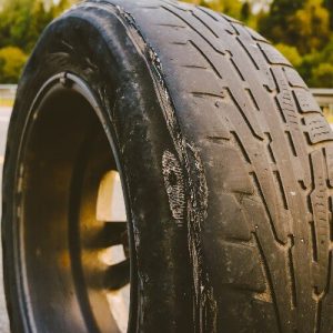 uneven tread wear on tyre due to wheel misalignment